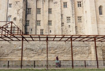parc au pied du Palais des papes d'Avignon, la plus grande des constructions gothiques du Moyen Âge