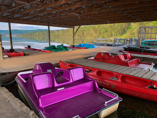 colorful pedal boats at Lake in Arkansas