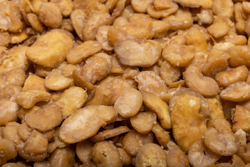 Roasted and salted fava beans for a healthy vegan and vegetarian diet snack. High in protein, vitamins, dietary fibre and nutrients