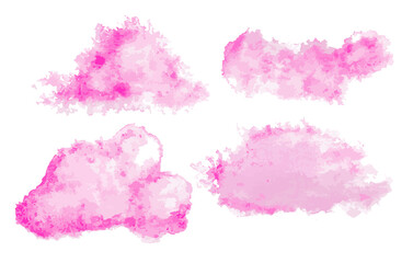 Pink colorful watercolor hand drawn stroke isolated paper grain texture stain on white background for design, decoration. Abstract artistic shape element.