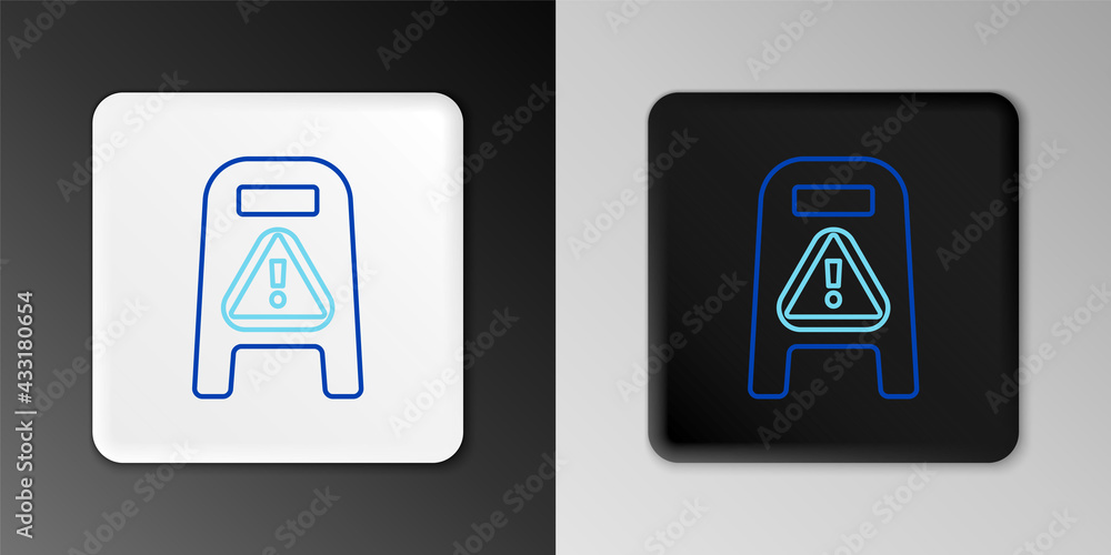 Poster line wet floor and cleaning in progress icon isolated on grey background. cleaning service concept. 