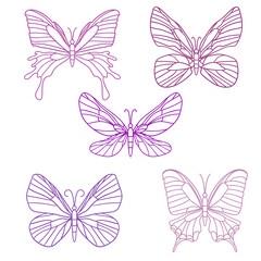 Obraz na płótnie Canvas butterflies in doodle style. Floral, ornate, decorative, tribal summer nature. Hand drawn coloring book page