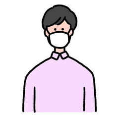 マスクをしている若い男性のバストアップ