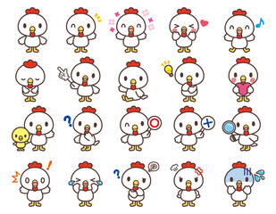 Cute Chicken Character Vector Art かわいい鶏のキャラクターセット