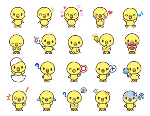 Cute chicken chick character vector art かわいいひよこのキャラクターセット