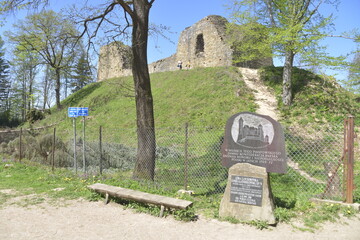 Ruiny królewskiego zamku gotyckiego w Lanckoronie, Małopolska.  - obrazy, fototapety, plakaty