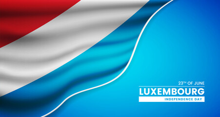 Abstract national day of Luxembourg background with elegant fabric flag and typographic illustration