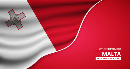 Abstract independence day of Malta background with elegant fabric flag and typographic illustration