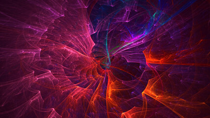 3D rendering abstract multicolor fractal light background