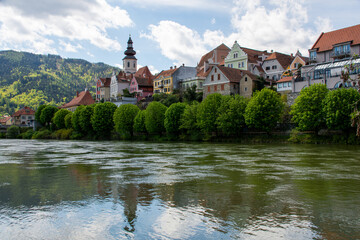 Fototapeta na wymiar View of the Styrian town Frohnleiten, Austria
