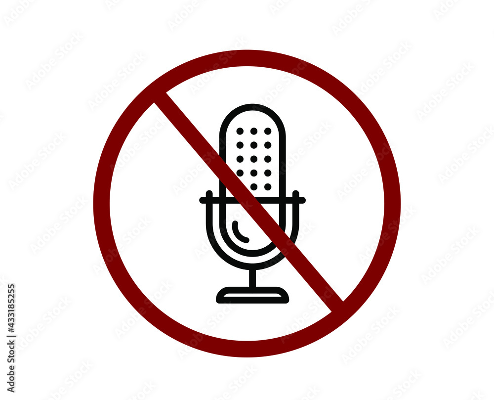 Poster no microphone vector icon. editable stroke. symbol in line art style for design, presentation, websi