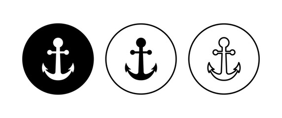 Anchor icon set. Anchor symbol logo. Anchor marine icon.