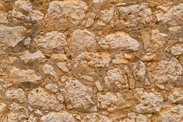 Croatia. Old brick wall in the historical part of the mediterranean town. Close-up. Texture
