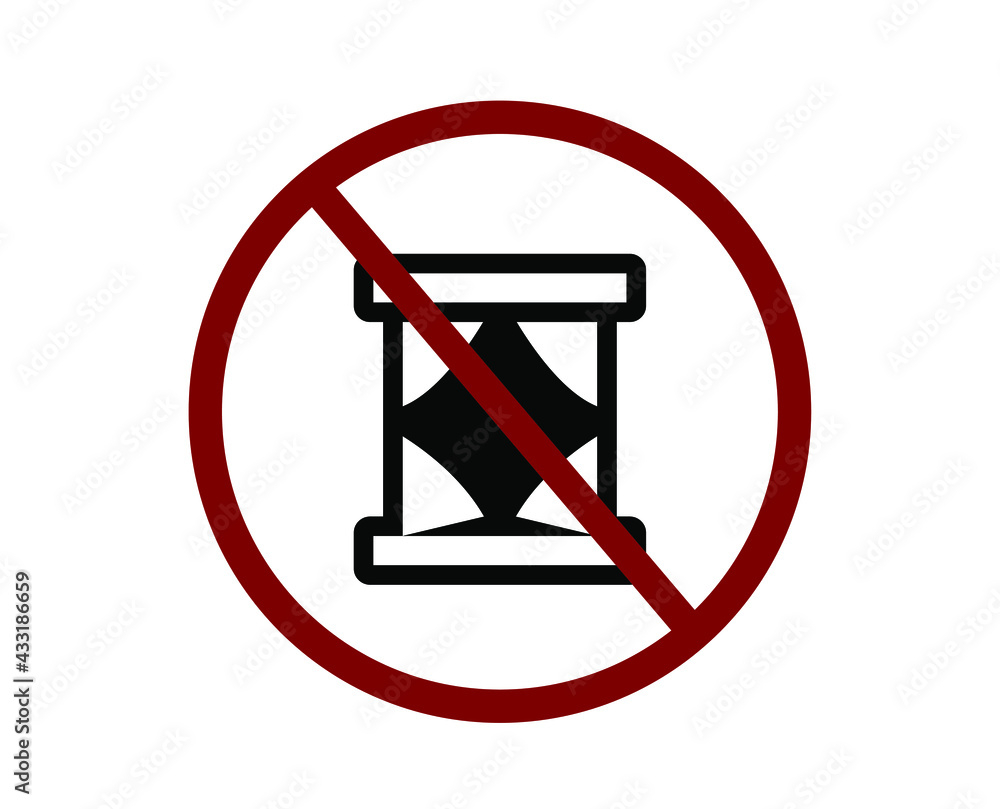 Poster no sand clock vector icon. editable stroke. symbol in line art style for design, presentation, websi