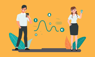 People using Social media application on smartphone. Communication lifestyle.