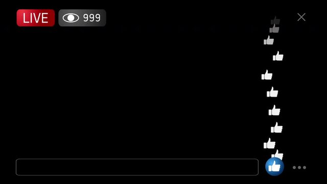 Live Streaming Display Screen with Like or Thumbs Up Icon Animation on Black Background and Green Screen.mov