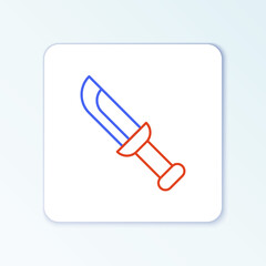 Line Military knife icon isolated on white background. Colorful outline concept. Vector