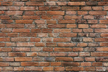 Old red bricks wall texture for background,Ancient city wall (Thailand)
