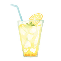 レモネードの水彩イラスト