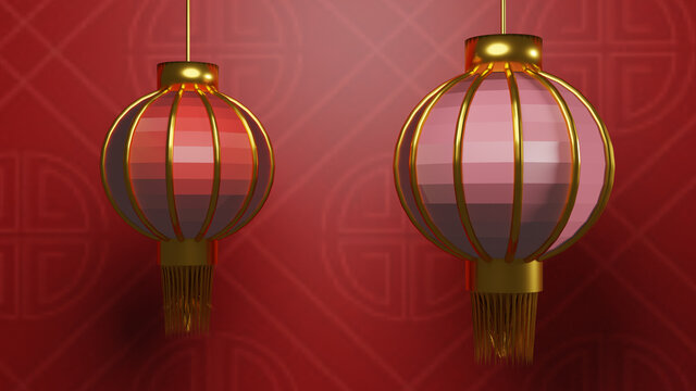Chinese lamps 3d rendering