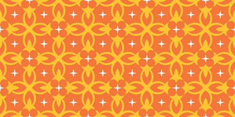 Bright background pattern with decorative ornament on an orange background, wallpaper. Seamless pattern, texture. Vector illustration for design.