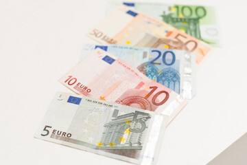 Obraz na płótnie Canvas European currency, euro banknote on white background
