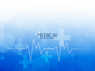 Abstract blue color medical background with heartbeat line