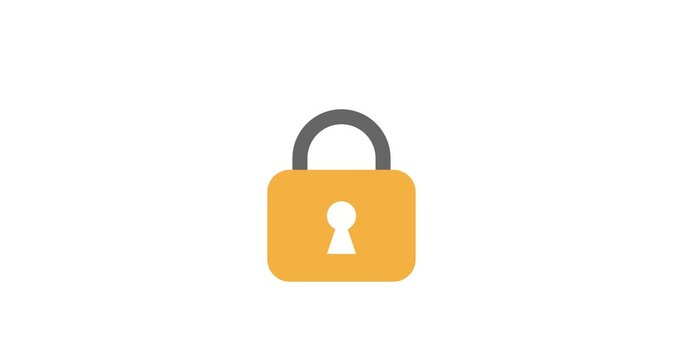 Padlock animation. Locked and unlocked animation in 4k 60 fps. Security symbol video. Privacy video. Lock icon