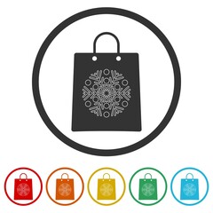 Shopping bag ring icon isolated on white background color set