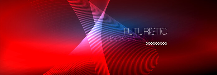 Fototapeta premium Abstract neon glowing light in the dark with waves. Shiny magic energy and motion concept, vector abstract wallpaper background
