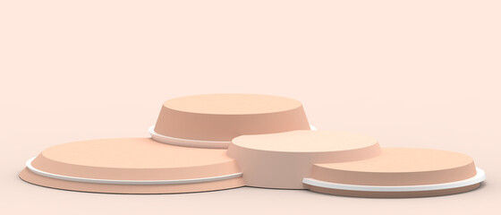 Podium stage showcase and Geometric shapes stage Cylinder with Concept on Yellow. copy space, design for banner, Minimal style, digital, banner, website -3d Rendering