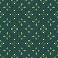 Seamless pattern with tulips in flat modern style. Design from multi-colored tulips in Damascus style. Vector illustration