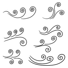 Doodle of wind gust isolated on a white background. hand drawn  vector illustration.