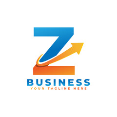 Letter Z with Swoosh Arrow Up Logo Design. Creative Letter Mark Suitable for Company Brand Identity, Travel, Start up, Logistic, Business Chart or Graph Logo Template