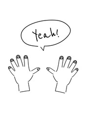 バンザイしている手のイラスト　ハンドジェスチャー