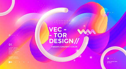 Modern design poster with 3d flow shape and circle. Vector banner gradient trendy illustration.