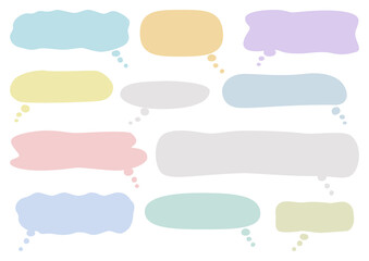 考える吹きだしのイラストセット