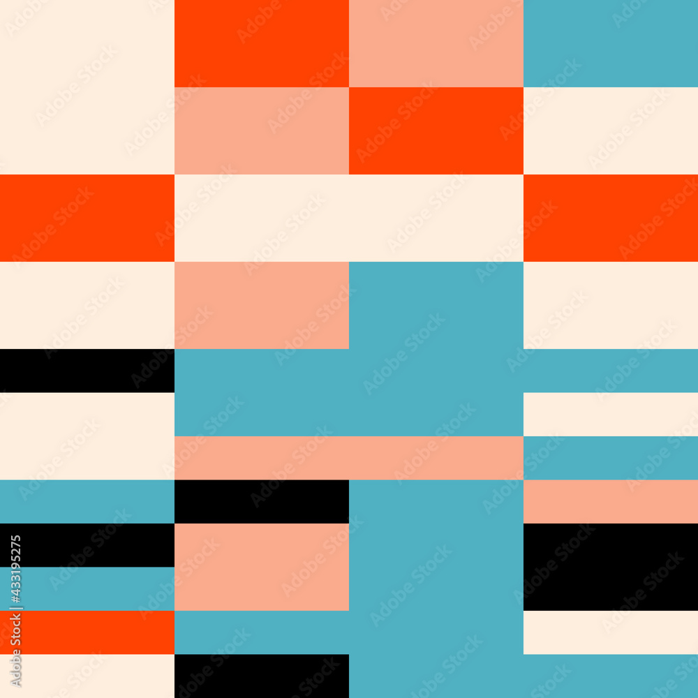 Wall mural modern vector abstract geometric seamless pattern with rectangles and squares in retro style. pastel
