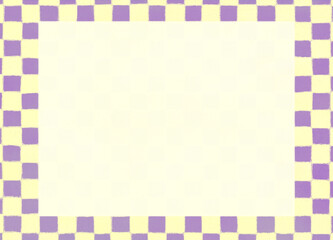 アナログタッチな市松模様の背景　紫と黄色　コピースペース