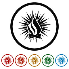 Campfire ring icon isolated on white background color set