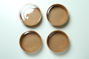 Food delivery disposable bowls on white background