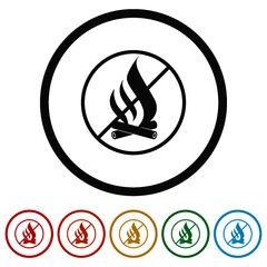No Camp Fire ring icon color set
