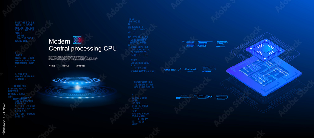 Aufkleber new generation processor for computer or mobile phone. development of electronic chips and microdevi