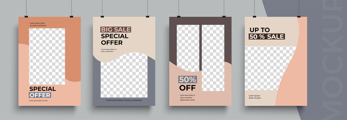 Sale Poster template. Set of bright vibrant banners, posters, cover design templates, social media stories wallpapers