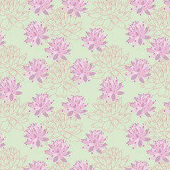 Succulents Vector Seamless Pattern Background Texture. Greate as a fabric, textile print, wallpaper, scrapbooking, packaging or giftwrap. Surface pattern design.