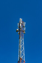 Mobile tower 5G against the blue sky