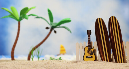 Obraz premium Surfboards on Tropical Beach