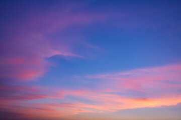 Naklejka na ściany i meble Abstract nature background. Dramatic and moody pink, purple and blue cloudy sky