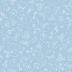 Endlosmuster Gedrehte Babysymbole Junge Kontur Retroblau Weiß © Jan Engel