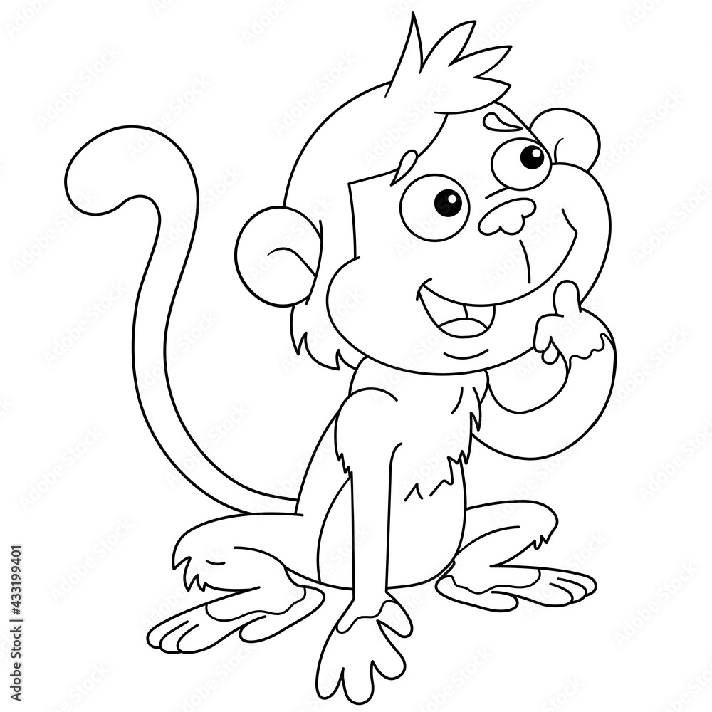 Canvas Prints coloring page outline of cartoon monkey. animals. coloring book for kids.